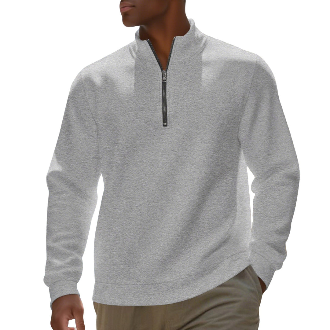 Men's half-zip sweatshirt made of cotton blend with stand-up collar, soft lining and ribbed cuffs Mune Fashion