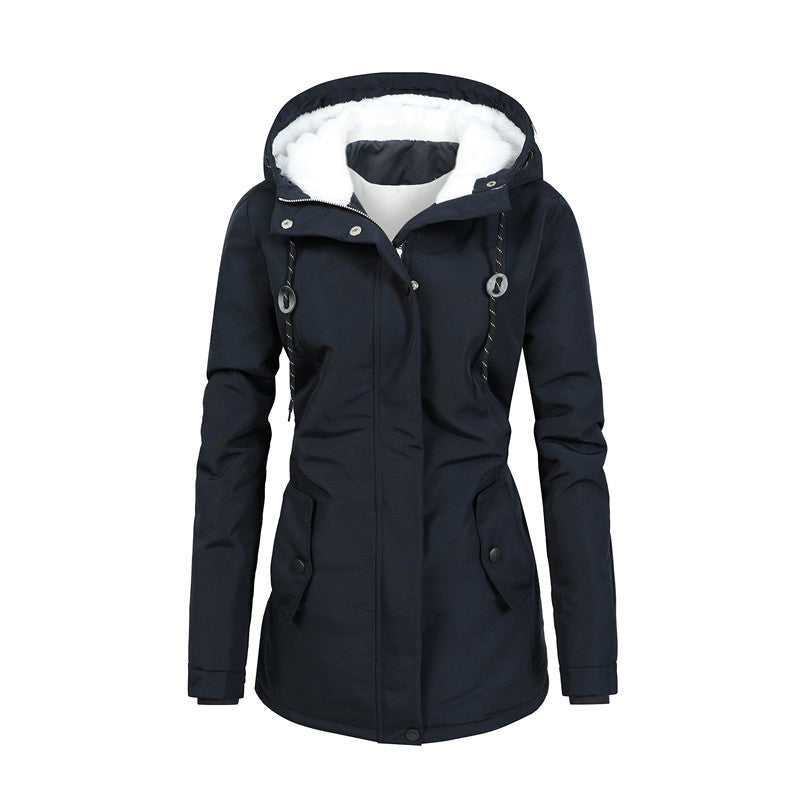 Women's Tailored Parka with Teddy Lining, Adjustable Hood and Drawstring