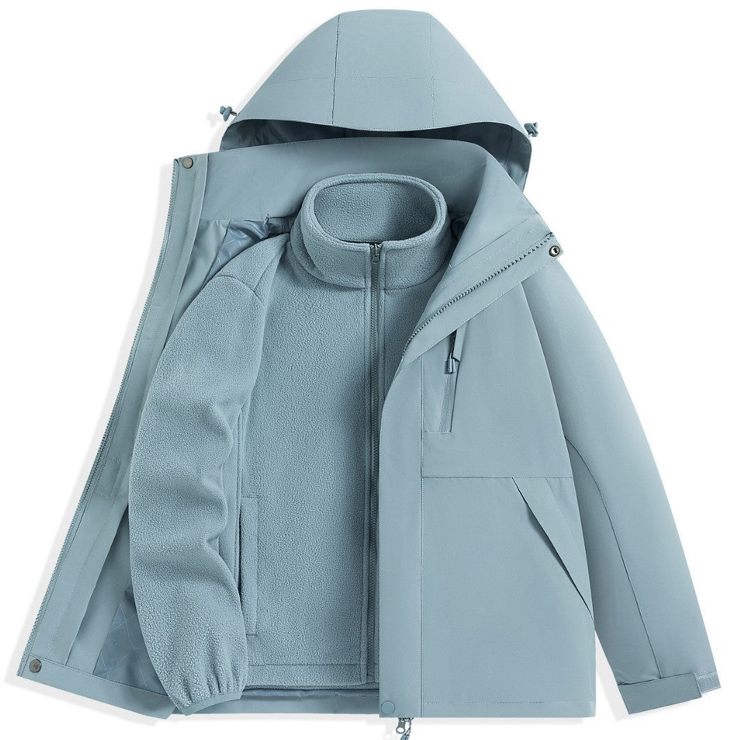 Men's two-layer outdoor parka with removable fleece inner jacket and hood Mune Fashion