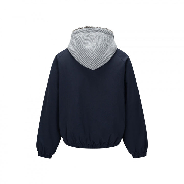 Men's Padded Hoodie Jacket in Bomber Style with Teddy Lining and Elastic Hem Mune Fashion