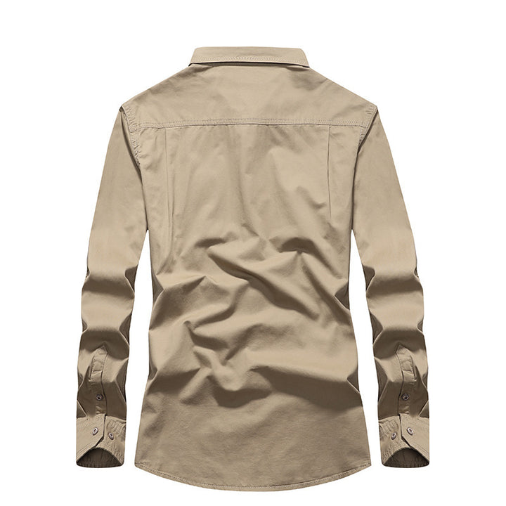 Men's Cotton Utility Shirt with Chest Flap Pockets, Reinforced Construction and Classic Shirt Collar Mune Fashion