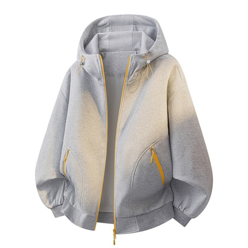 Women's Oversize Hoodie Jacket with Gradient, Two-Way Zipper & Zip Pockets Mune Fashion