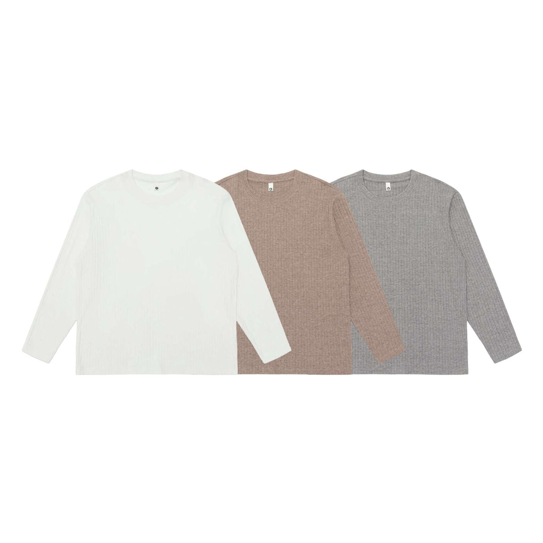 Unisex fine ribbed long sleeve shirt with round neckline and slightly oversized silhouette Mune Fashion
