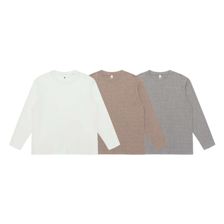 Unisex fine ribbed long sleeve shirt with round neckline and slightly oversized silhouette Mune Fashion