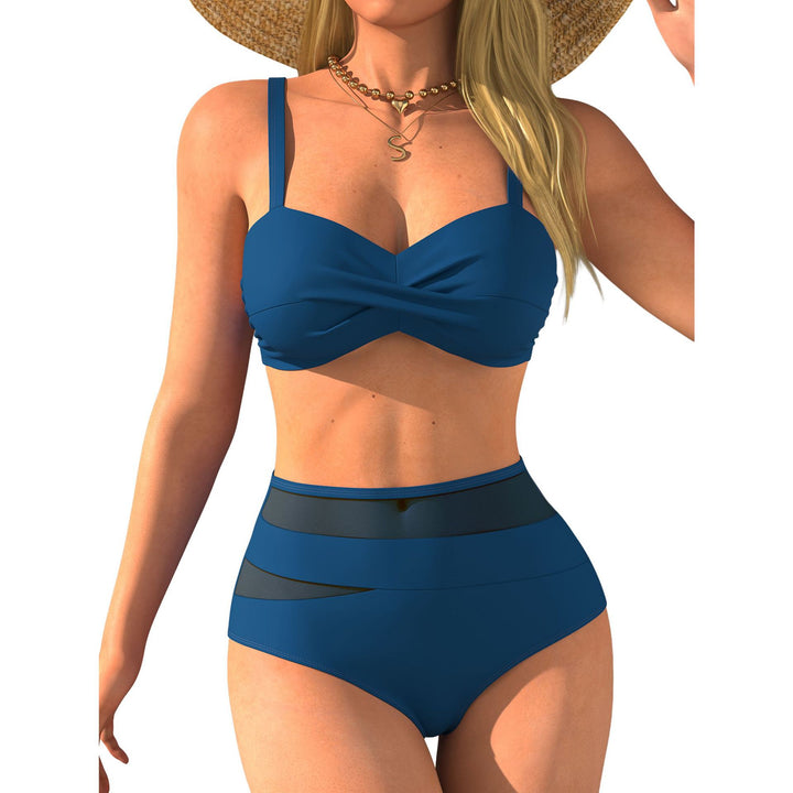 Women's High-Waisted Bikini with Fashionable Twist Mune Fashion