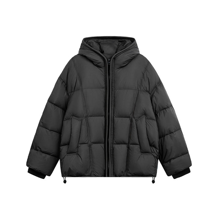 Women Short Padded Hooded Jacket with Drawstring and Zipper Mune Fashion