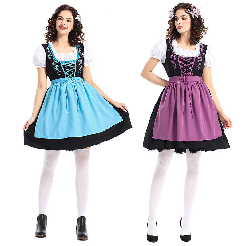 Women's traditional dirndl dress with decorative lacing and removable apron Mune Fashion