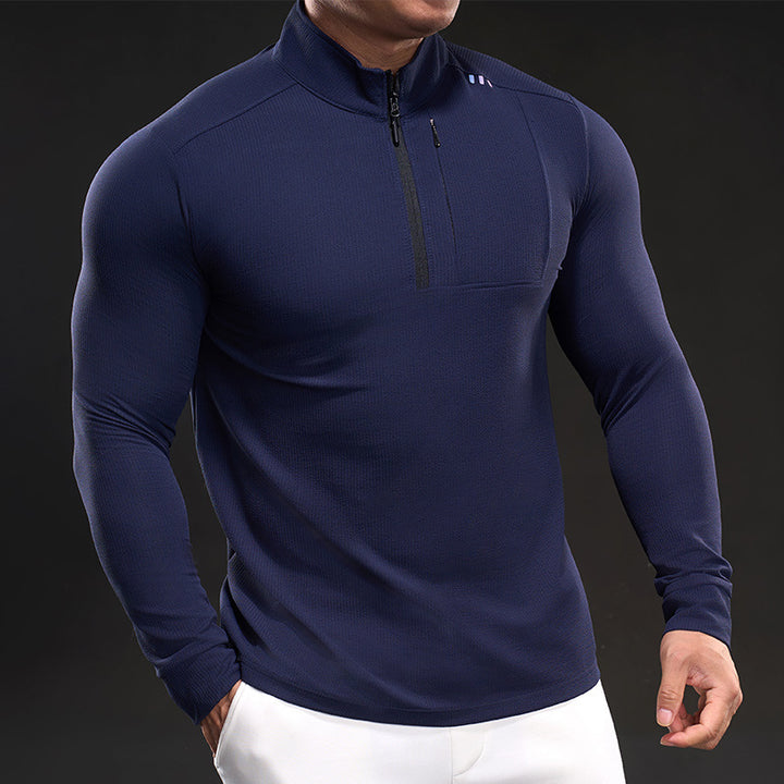 Men's Slim-Fit Thermal Long Sleeve with Stand-Up Collar and Chest Zip Mune Fashion