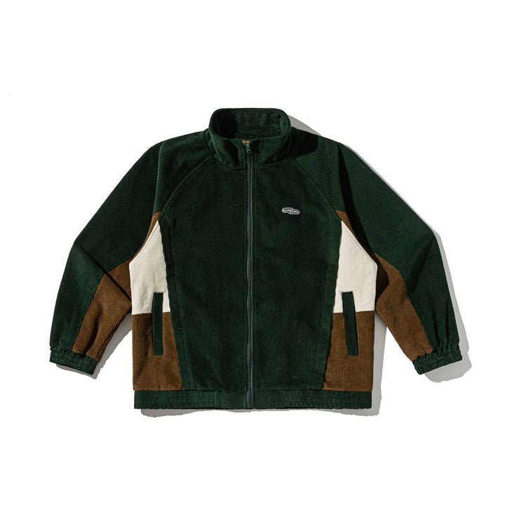 Unisex Short Cut Cord Track Jacket in Retro Utility Style with Stand-up Collar Mune Fashion