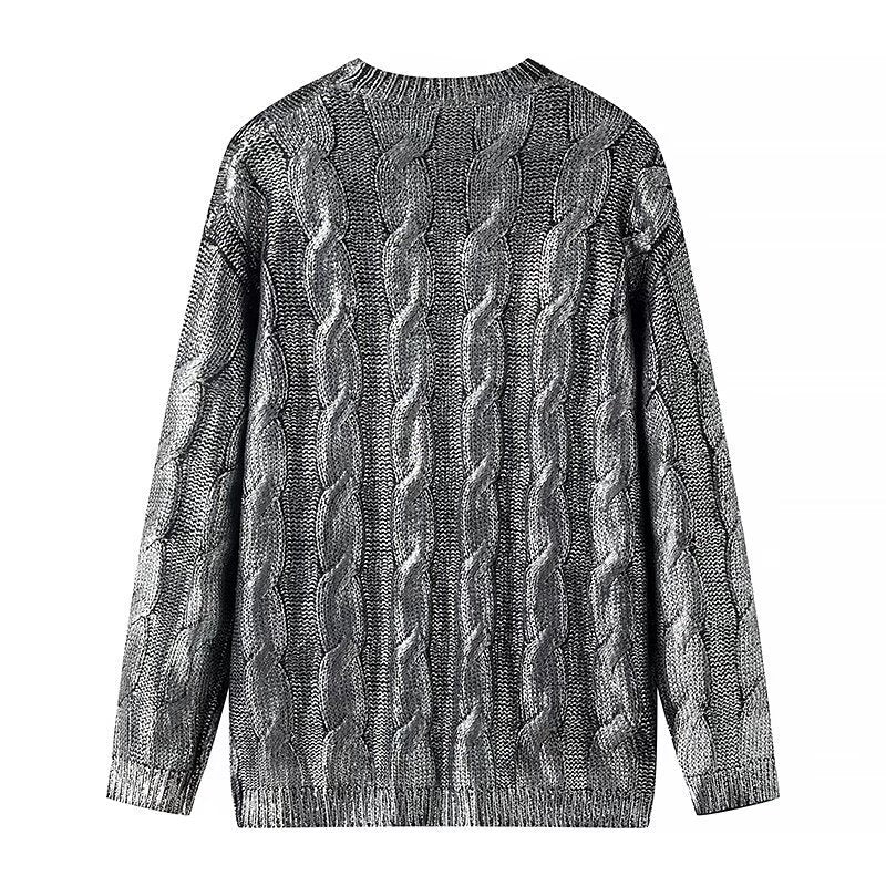 Women's Oversized Cable Knit Sweater with Round Neck Mune Fashion