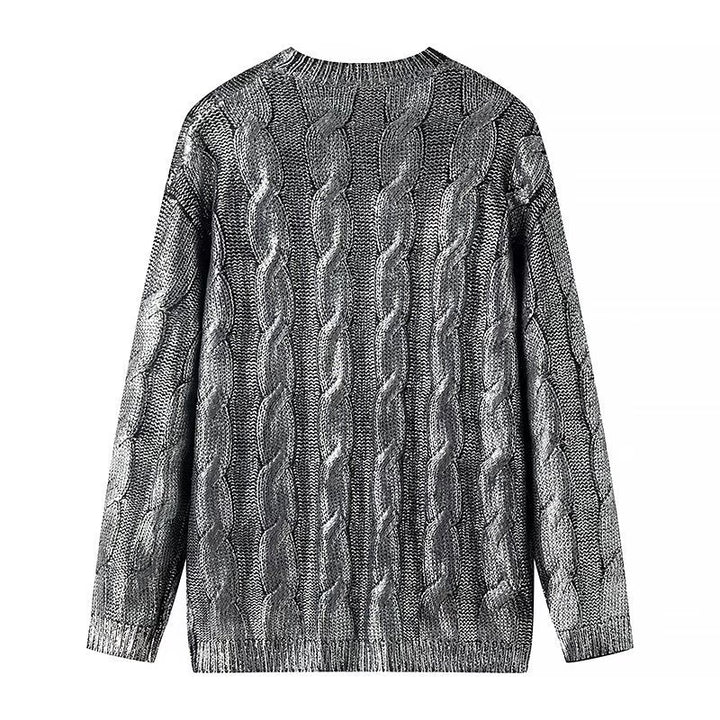 Women's Oversized Cable Knit Sweater with Round Neck Mune Fashion