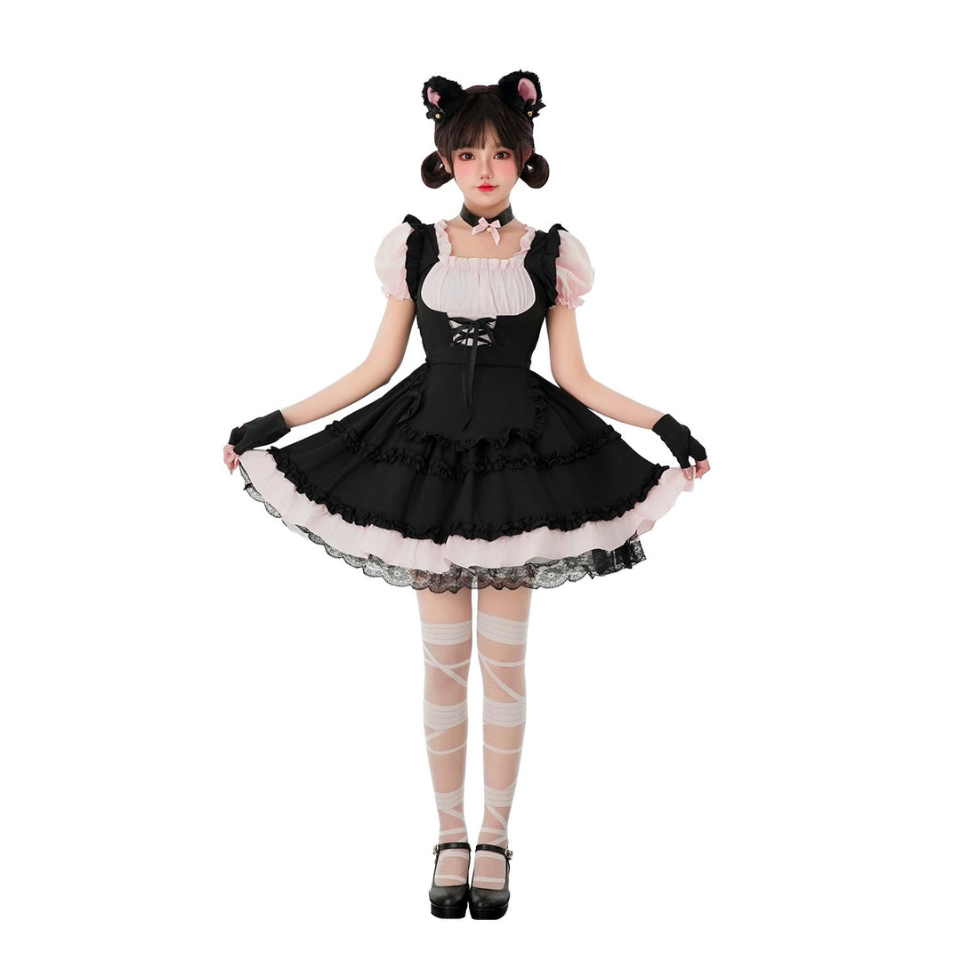 Women's playful cat costume dress with ruffle details and accessories Mune Fashion