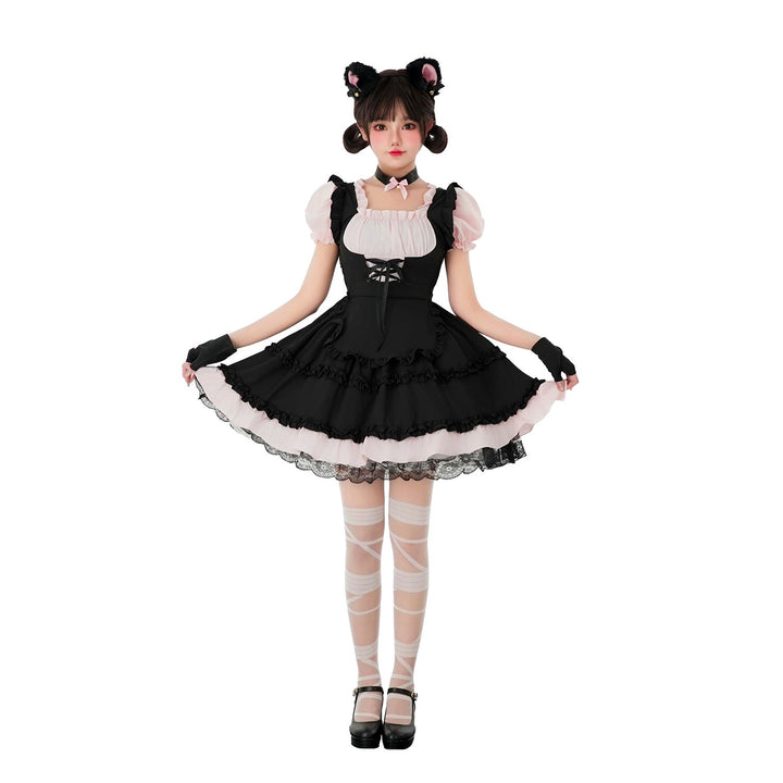 Women's playful cat costume dress with ruffle details and accessories Mune Fashion