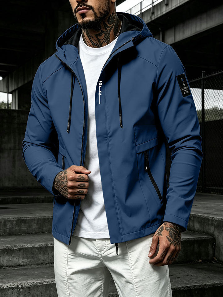 Men's Water-Repellent Softshell Jacket with Hood and Concealed Zipper Mune Fashion