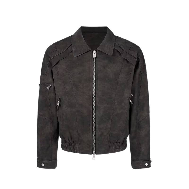 Men's short jacket in suede look with zipper and elastic hem Mune Fashion