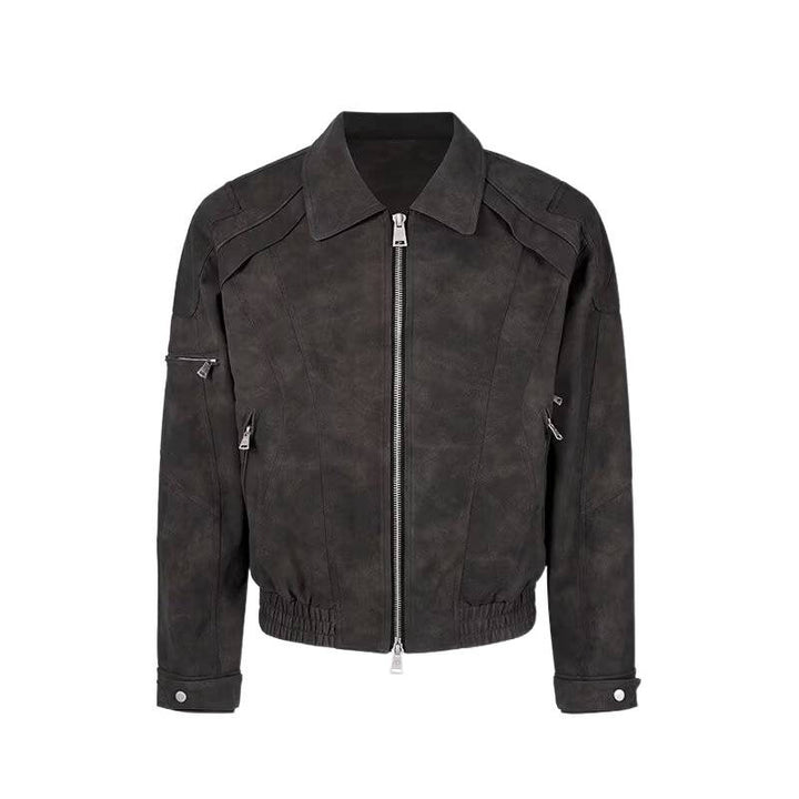 Men's short jacket in suede look with zipper and elastic hem Mune Fashion