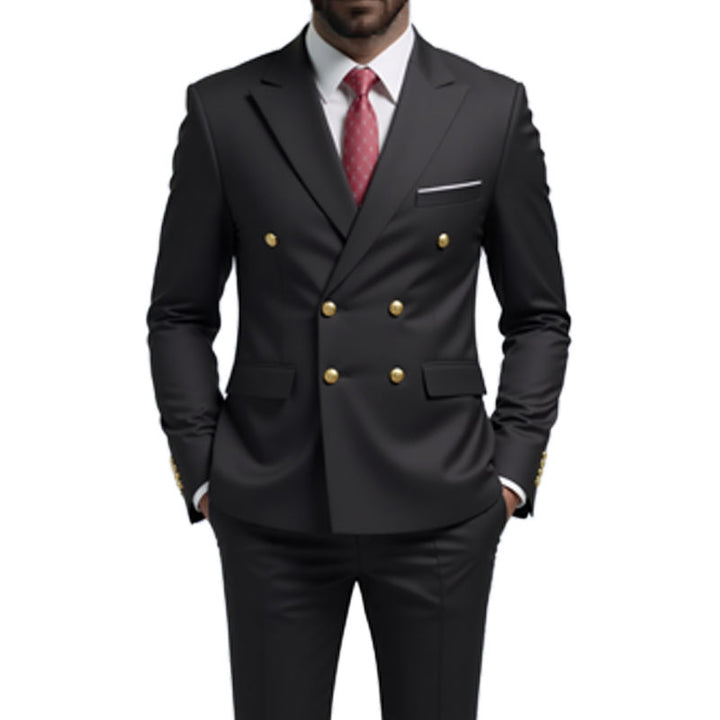 Men's double-breasted tailored suit with gold buttons Mune Fashion