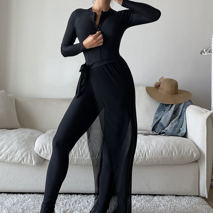 Ladies elegant UV protection surf suit with transparent overlay Mune Fashion
