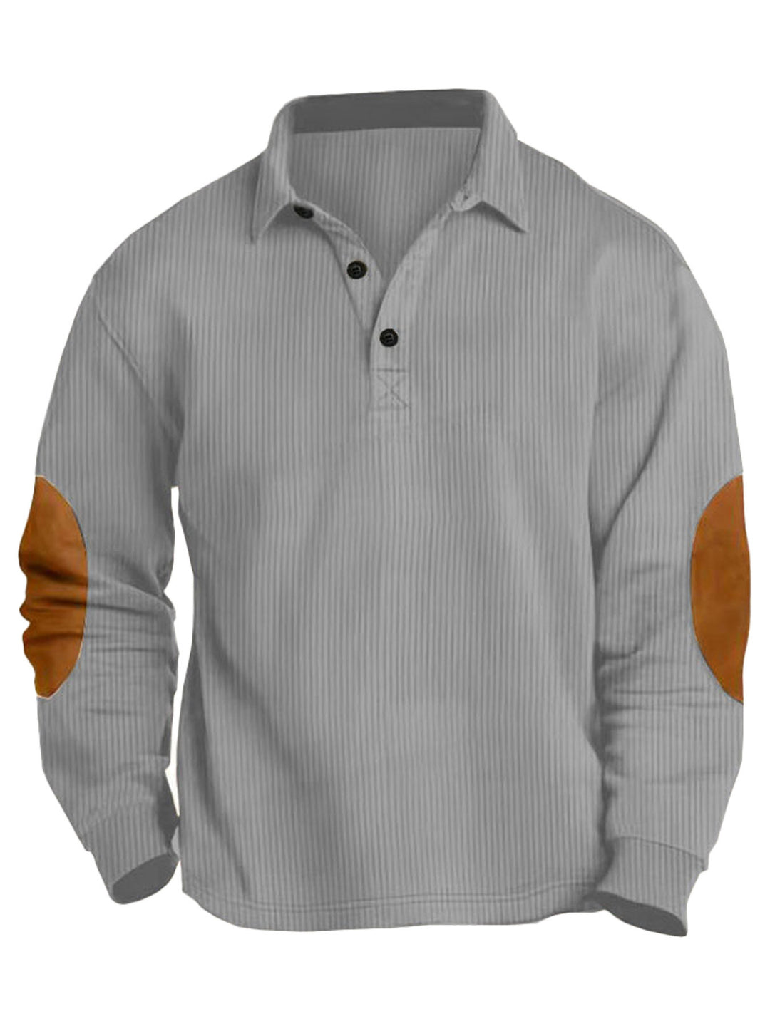Men's nan legeres long sleeve polo shirt with shirt collar, short button placket, fine texture and velour elbow patches Mune Fashion