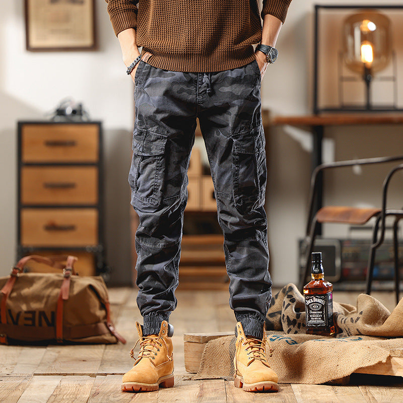 Men's cargo pants in jogger style with drawstring elastic cuffs and multiple pockets Mune Fashion