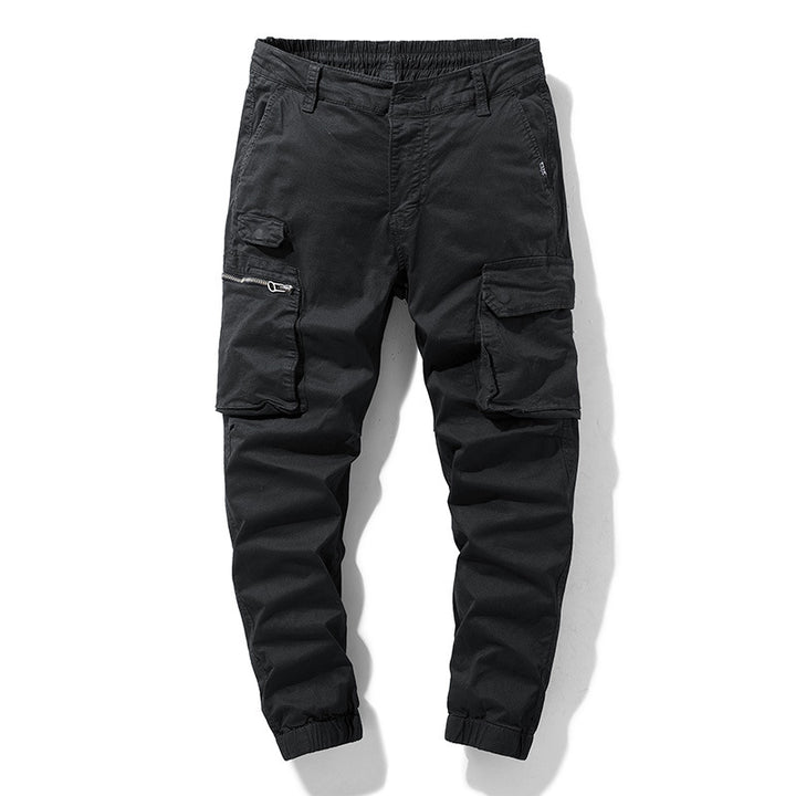 Herren Freizeits-Utility-Cargohose im Joggerstil mit teil-elastischem Bund und multifunktionalen Frontklappen Mune Fashion