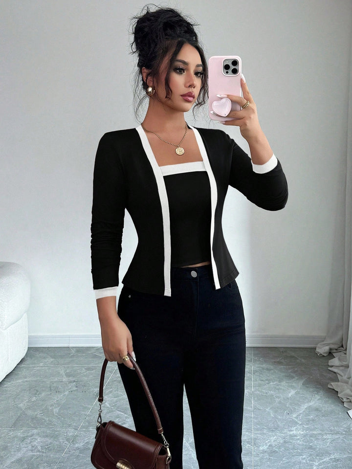 Women's fitted jacket with integrated bustier insert and contrast trim Mune Fashion