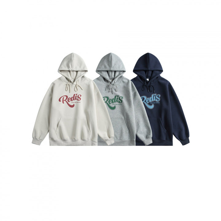 Unisex Oversized Hoodie with Kangaroo Pocket, Logo Print and Wide Ribbed Hem Mune Fashion