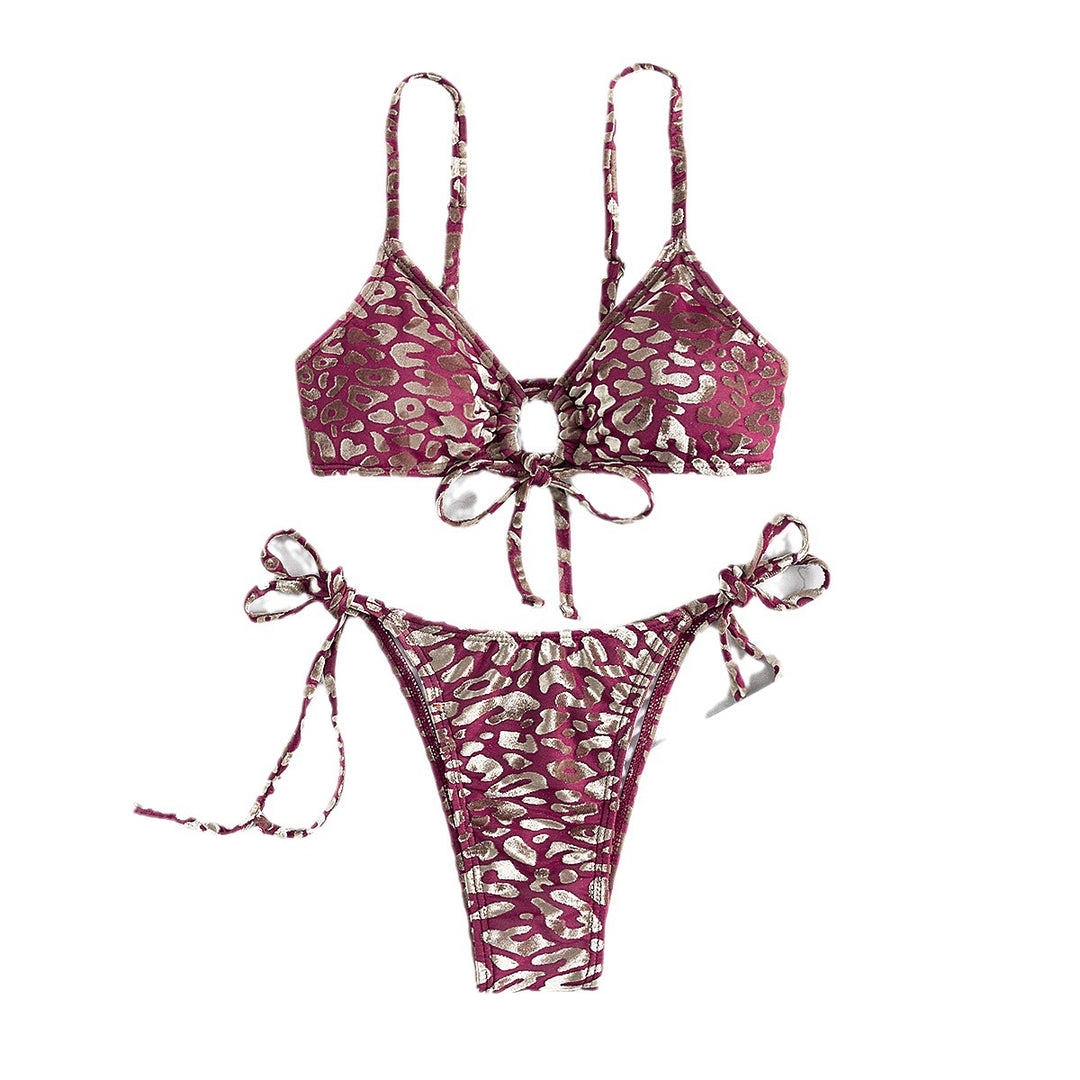 Women Triangle Bikini with adjustable ties and subtle animal motifs Mune Fashion