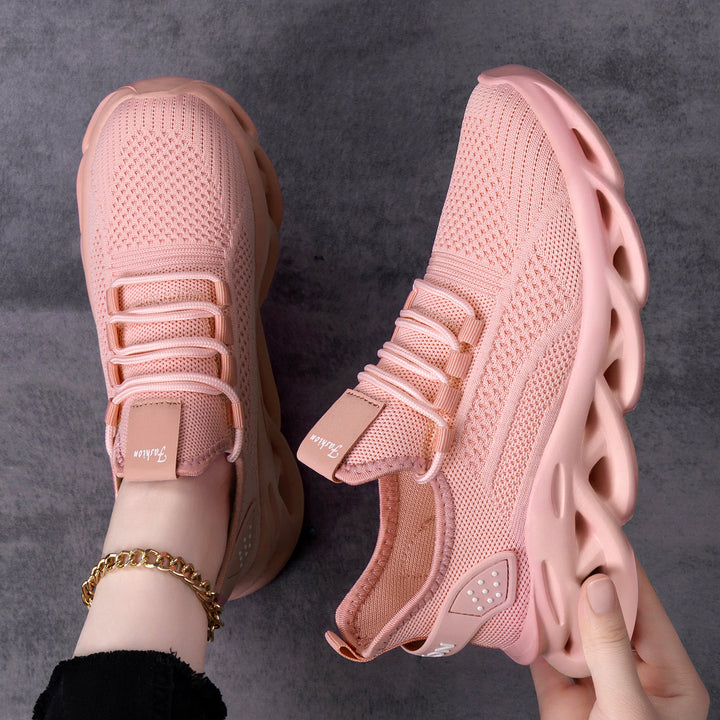 Women nan breathable knit-fit running sneakers with sculptural air channel platform sole Mune Fashion
