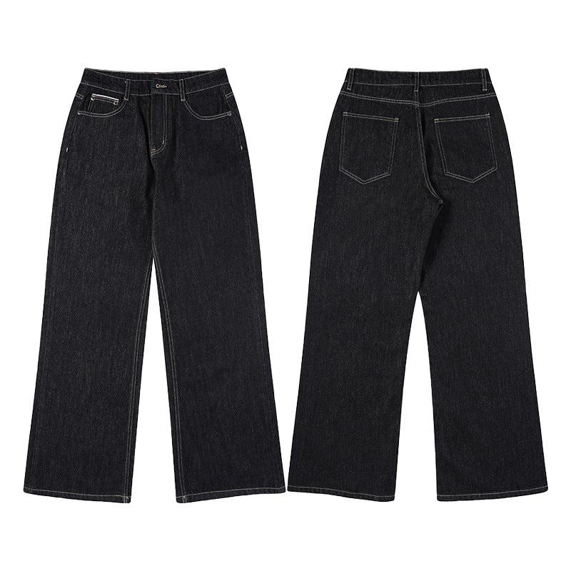 Women Wide Lined Denim Palazzo Jeans with Mid-High Waist Mune Fashion