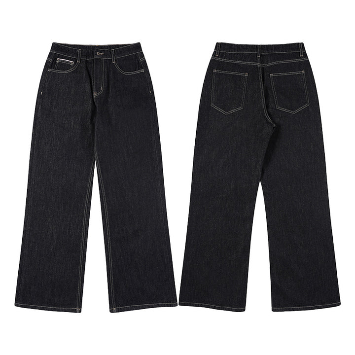 Women Wide Lined Denim Palazzo Jeans with Mid-High Waist Mune Fashion