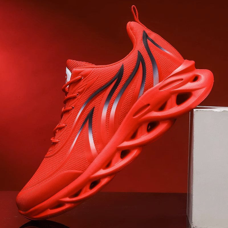 Men's futuristic wave sole sneakers with breathable knit upper Mune Fashion