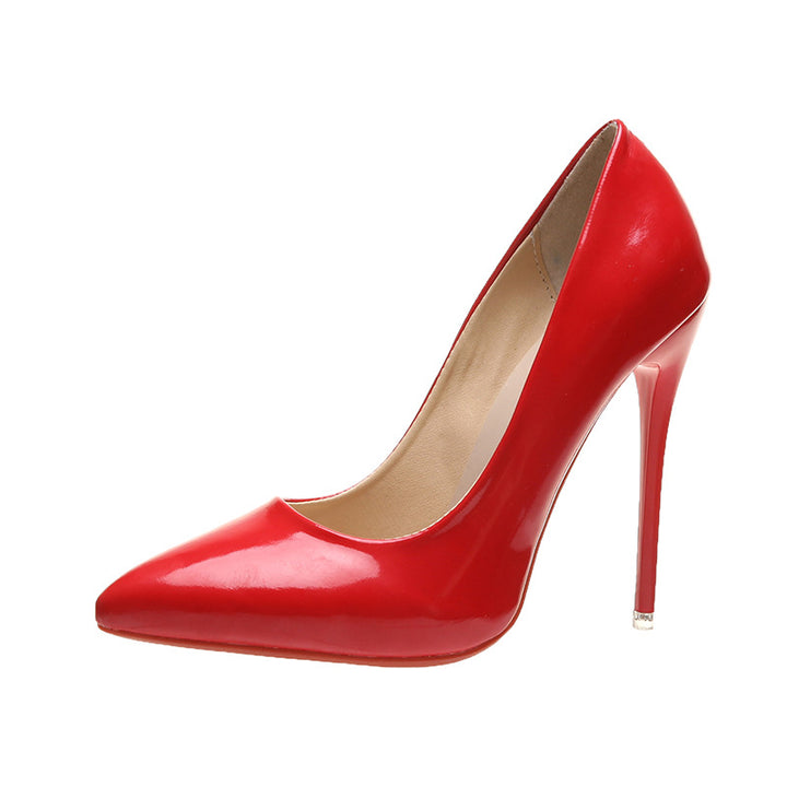 Women's elegant patent pumps with pointed toe, high stiletto heel, and padded insole Mune Fashion