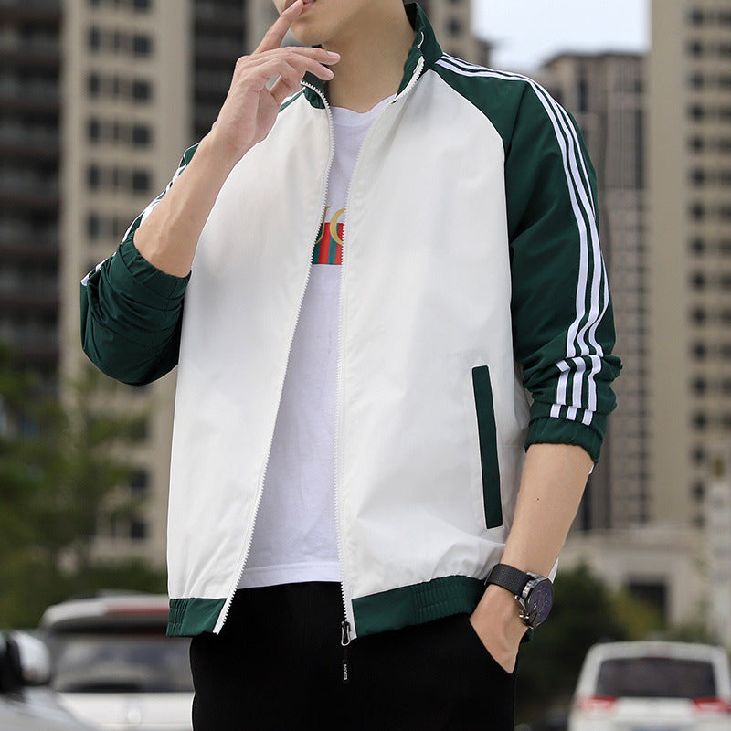 Men's Sporty Windbreaker with High Collar Mune Fashion