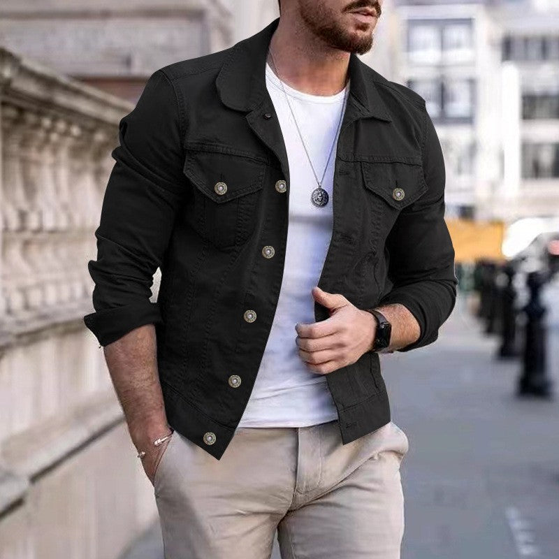 Men's tailored denim jacket in trucker style with chest pockets and metal buttons Mune Fashion
