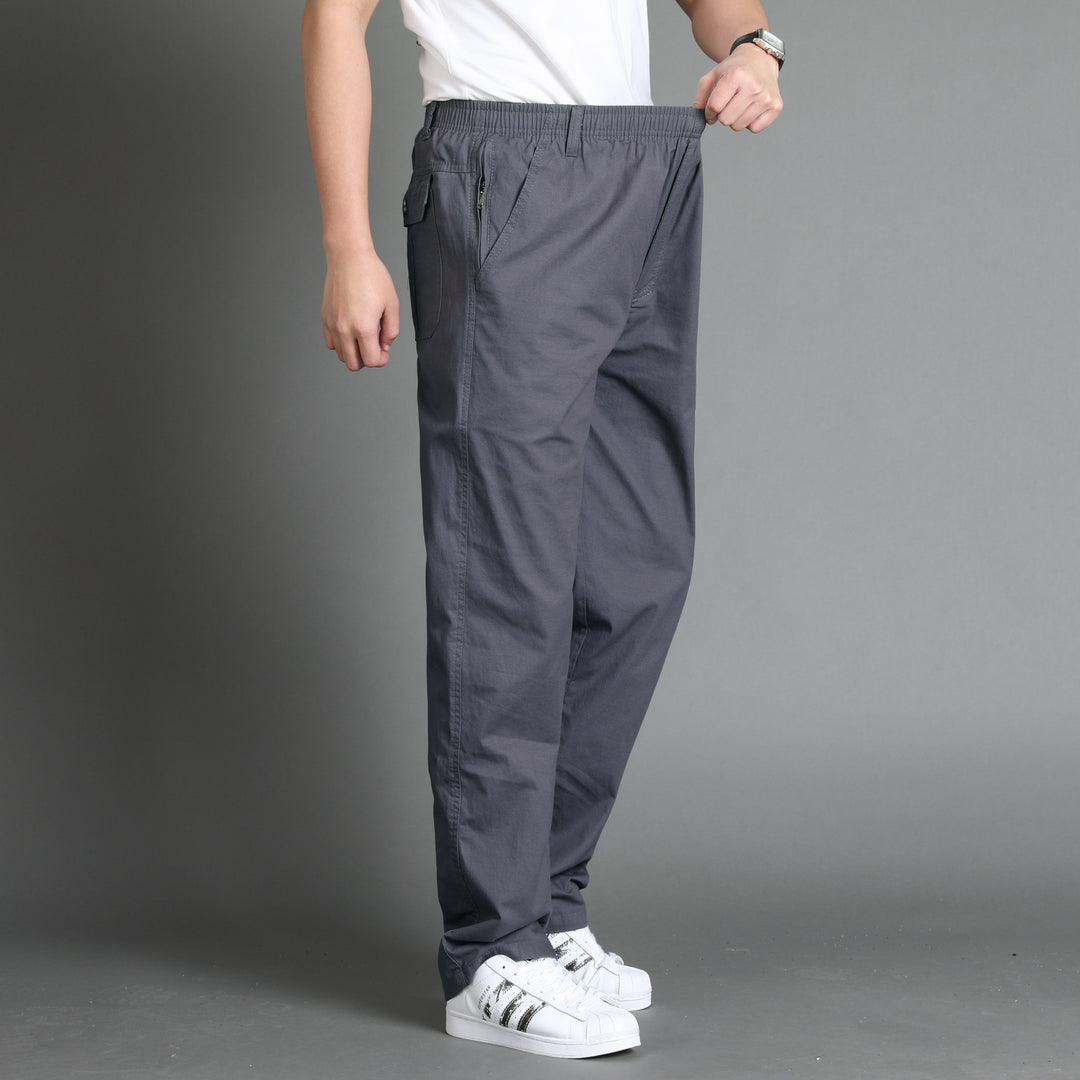 Men's loose-fitting chino pants with elastic waistband and side zipper pocket Mune Fashion