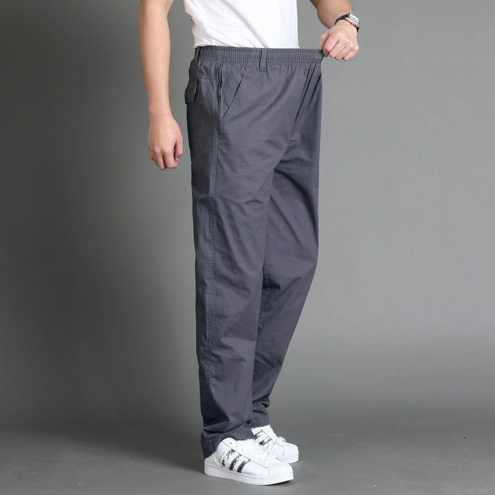 Men's loose-fitting chino pants with elastic waistband and side zipper pocket Mune Fashion