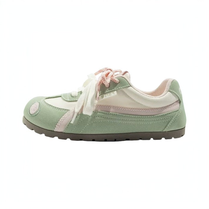 Women’s Retro Pastel Sneakers with Velvet Look, Padded Comfort Insole and Heart Patch Mune Fashion