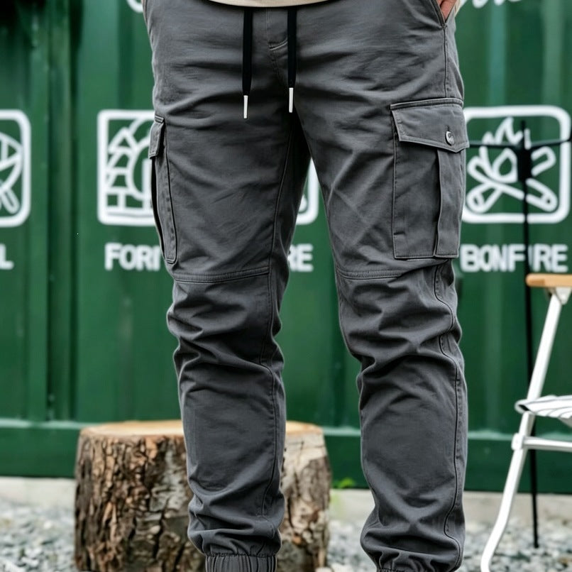 Men's Tapered Cargo Jogging Pants with Elastic Hem, Drawstring & Multifunctional Pockets Mune Fashion