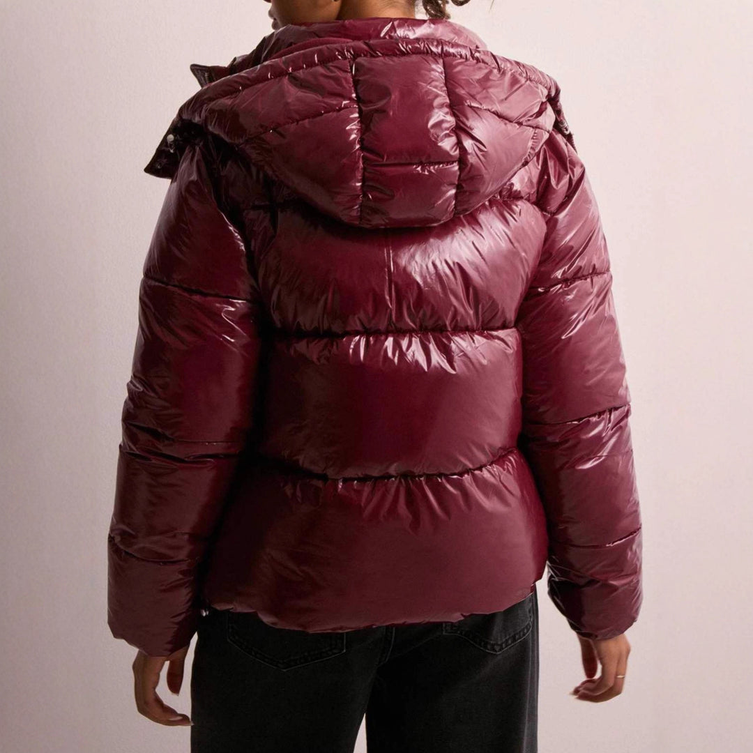 Women Trendy Glossy Down Jacket with Hood