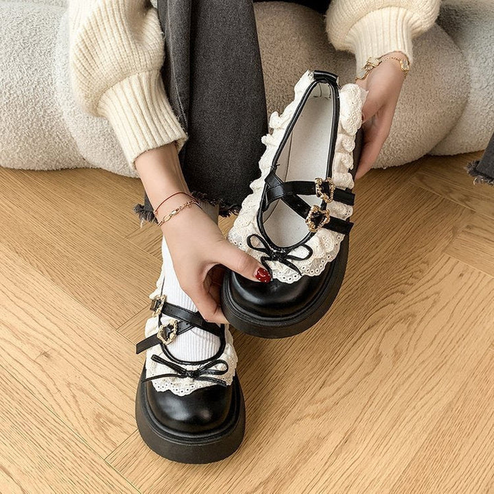Women's Ruffle Sneakers with Decorative Buckles and Robust Profile Mune Fashion