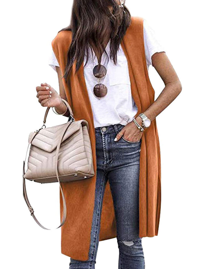 Women’s knit vest in a casual oversized design with open fronts and short sleeve length Mune Fashion