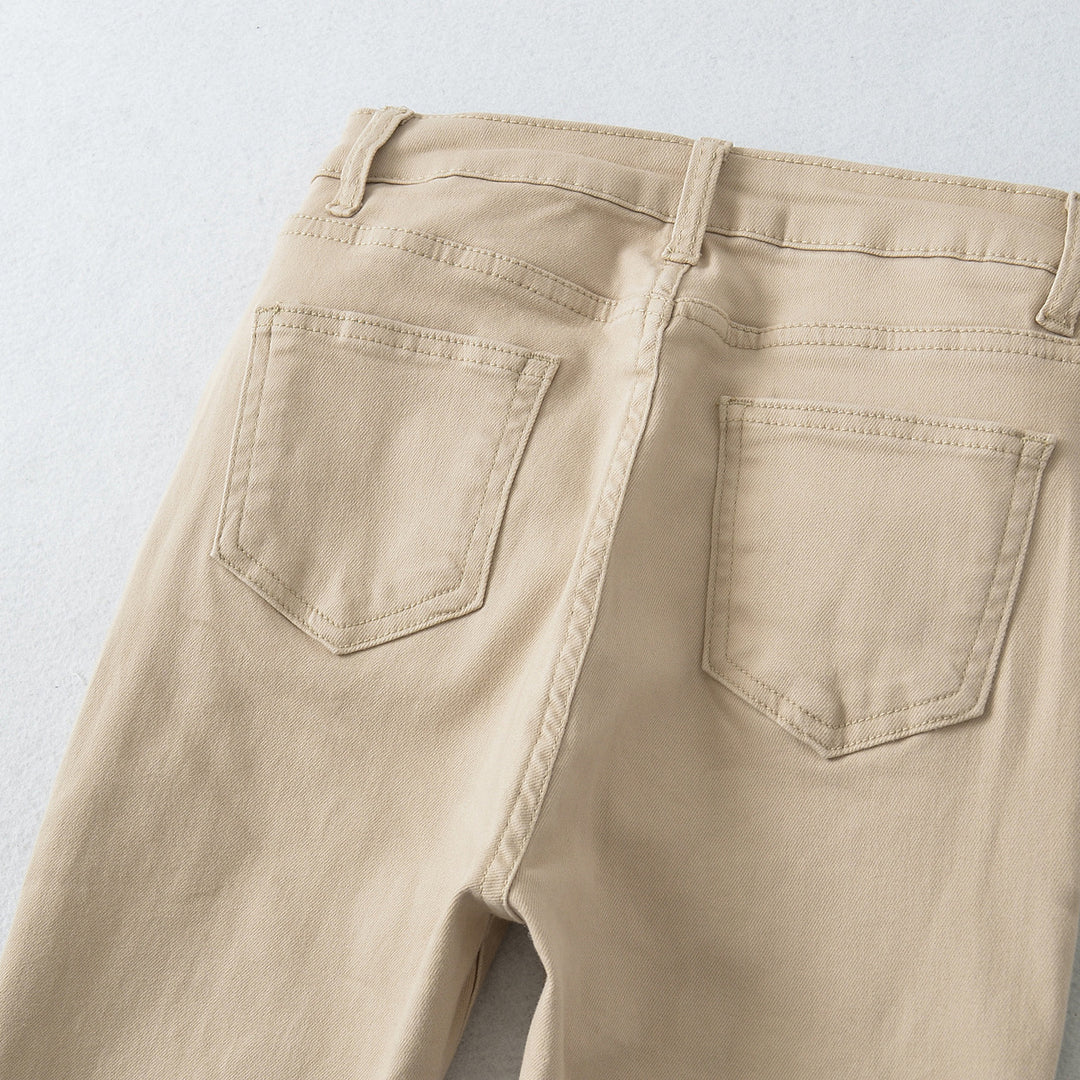 Women's Highwaist Flared Trousers made of Stretch Denim with five pockets and raw hem Mune Fashion