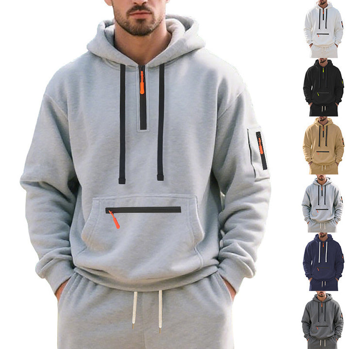 Men's functional hoodie with short front zipper, water-repellent zippers, and utility arm pocket Mune Fashion