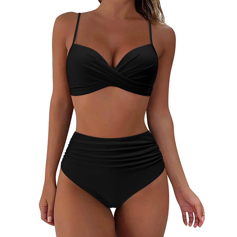 Women's High-Waisted Bikini Set with Ruffles Mune Fashion