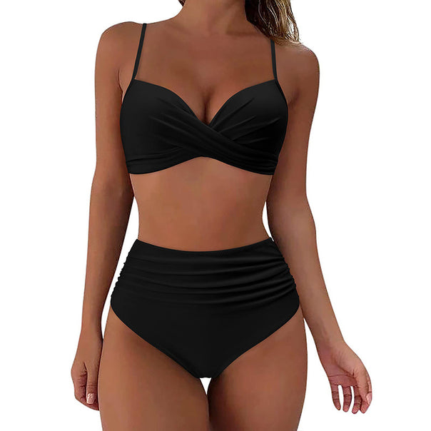 Women's High-Waisted Bikini Set with Ruffles Mune Fashion