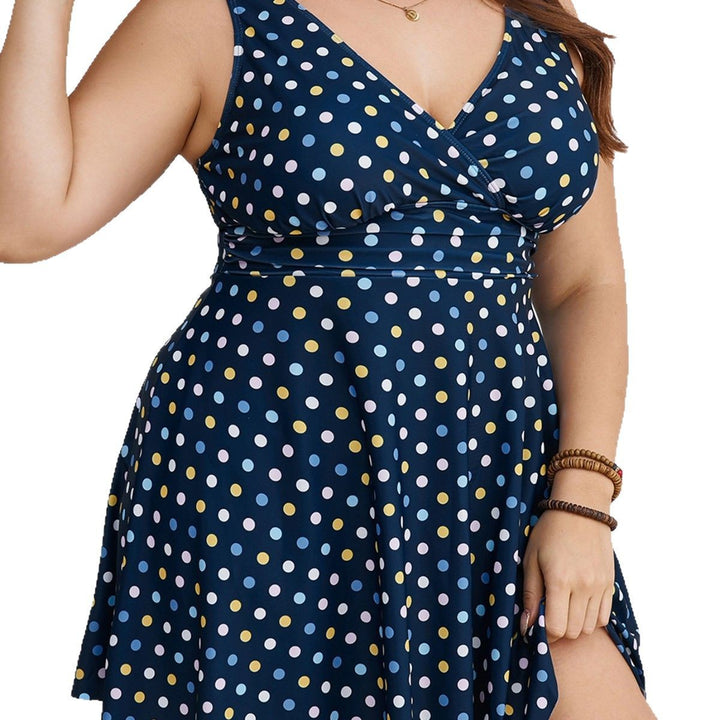 Women's summer beach dress with stylish V-neck and polka dot design Mune Fashion