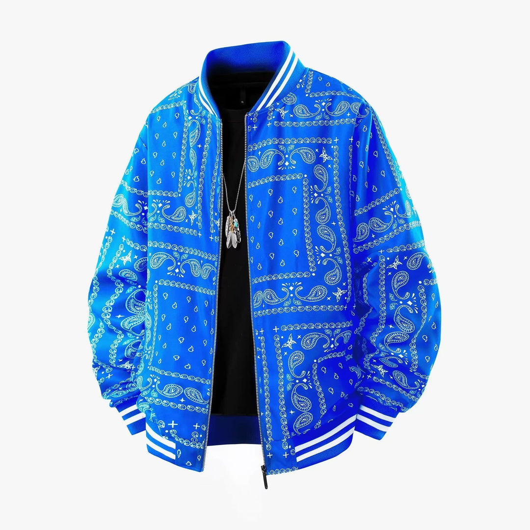 Men's Cool Bomber Jacket with Paisley Pattern Mune Fashion