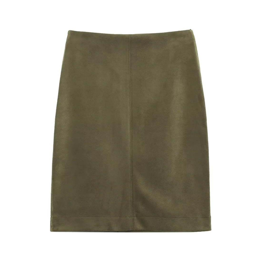 Ladies Oversized Suede Jacket with Shoulder Flaps, Concealed Button Placket and Elastic Hem Mune Fashion