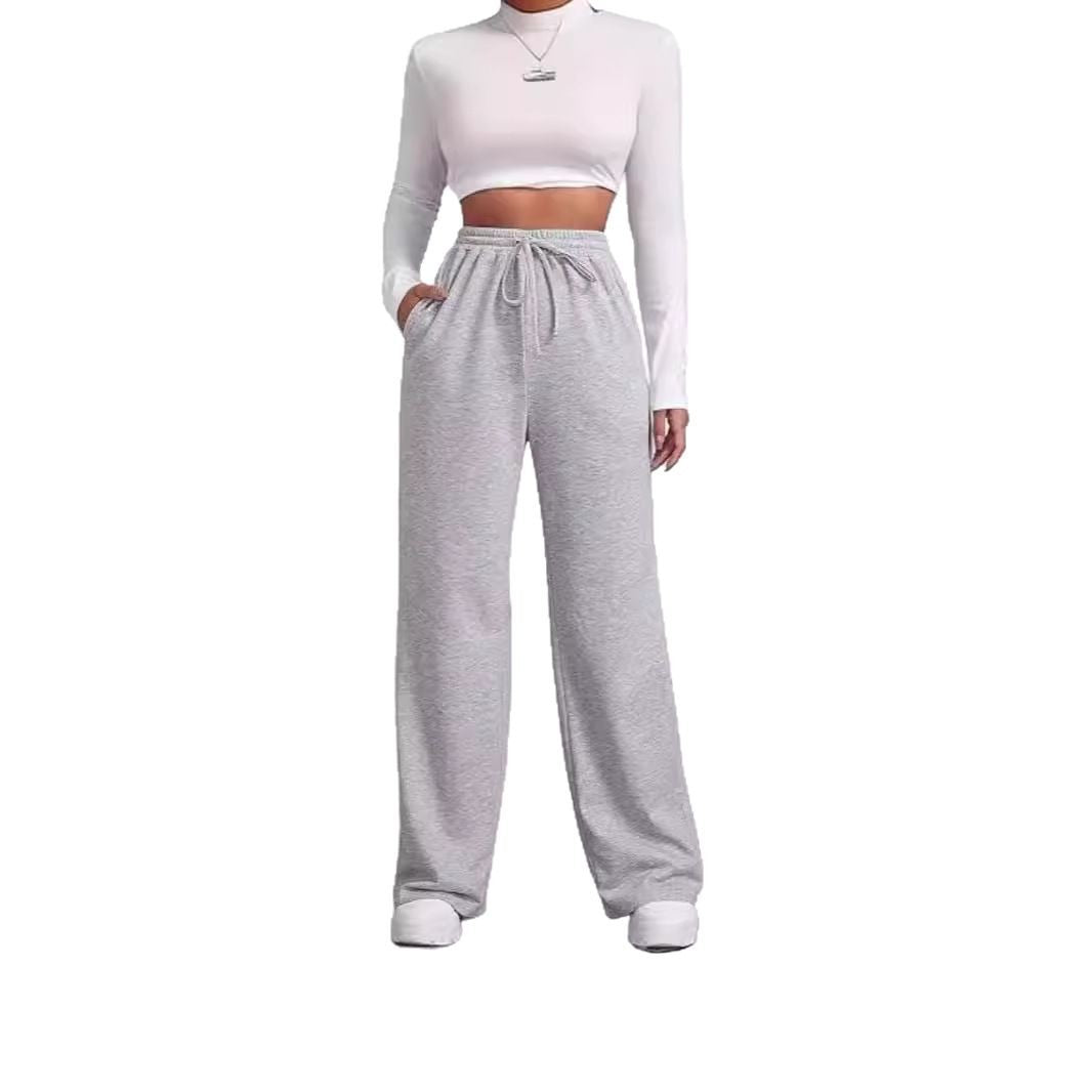 Women's flowing Relax palazzo pants with high comfort waistband, drawstring and side slip pockets Mune Fashion